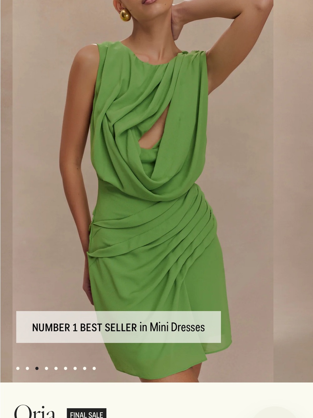 Meshki Draped Mini Dress in Lime Green